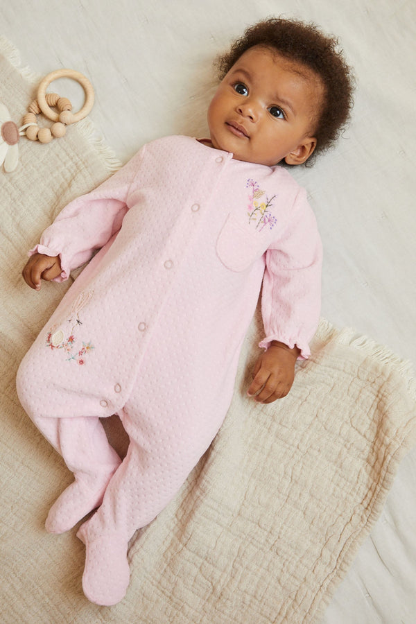 Pale Pink Baby Velour Sleepsuit (0mths-3yrs)