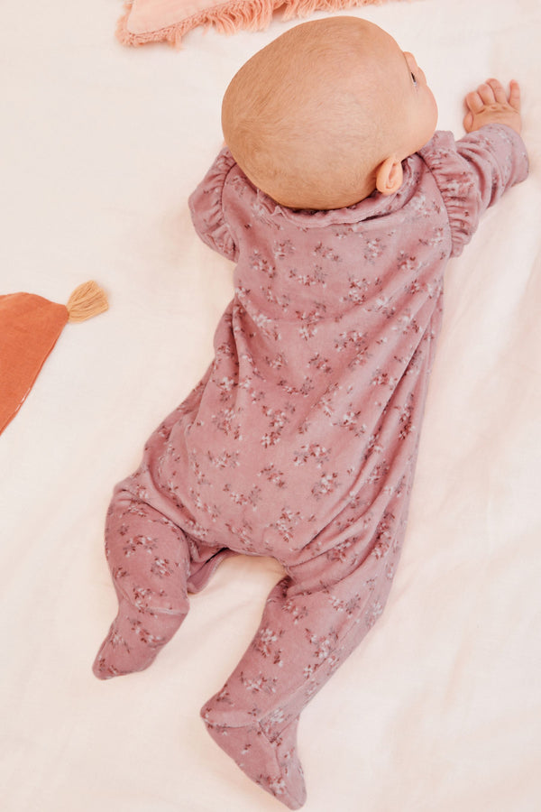 Blush Pink Velour Sleepsuit (immediate)