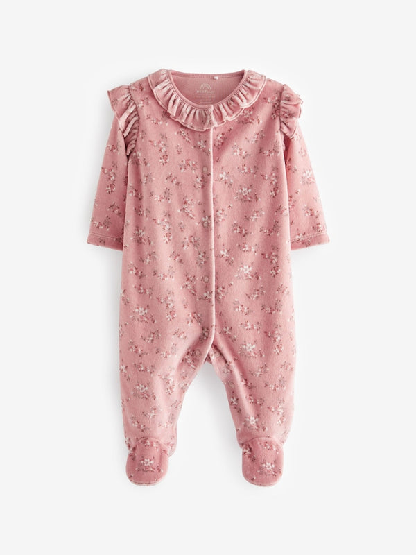 Blush Pink Velour Sleepsuit(immediate)