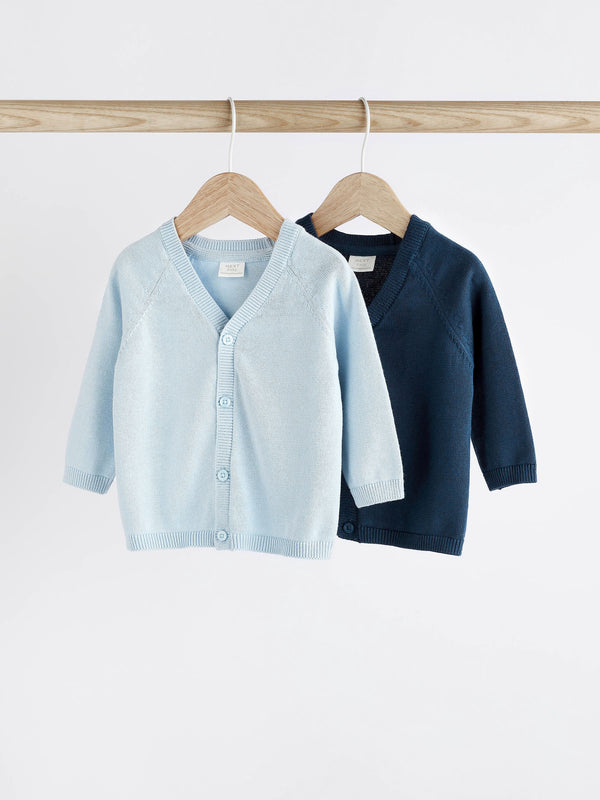 Blue & Navy 100% Cotton Cardigans 2 Pack (0mths-3yrs)