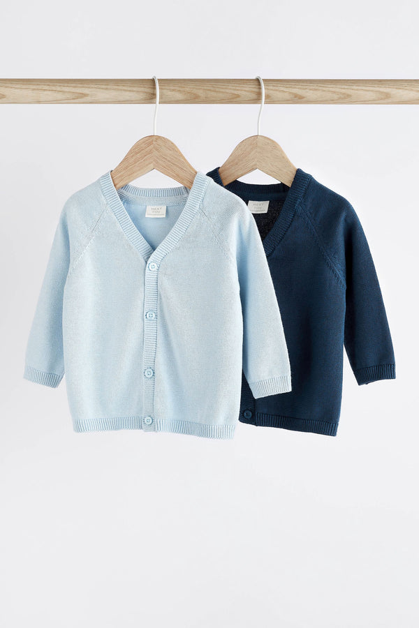 Blue & Navy Baby Lightweight 100% Cotton Knitted Cardigans 2 Packs (0mths-3yrs)