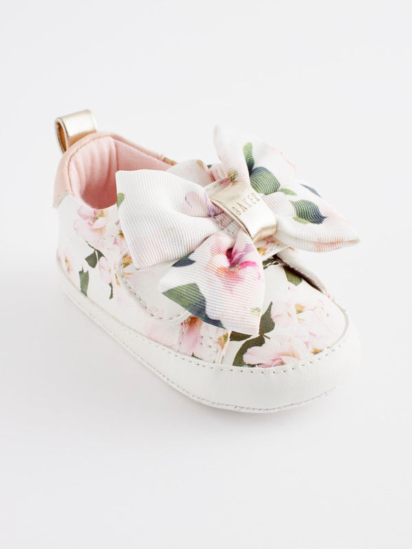 Baker by Ted Baker Baby Girls Floral Organza Bow White Trainer Padders