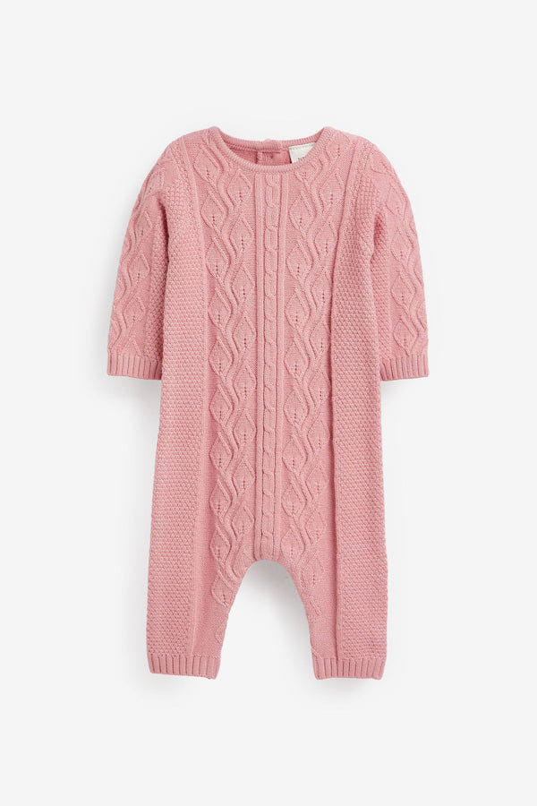 Pink Cable Knit Baby Romper (immediate)