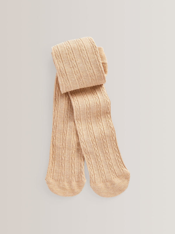 Neutral Honey Cotton Rich Cable Tights