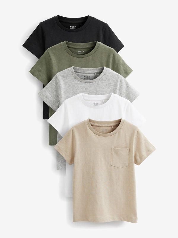 Black/Grey Short Sleeve T-Shirts 5 Pack (3mths-7yrs)