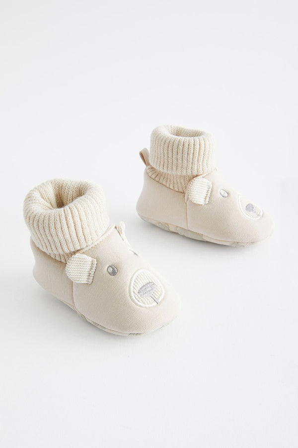 Neutral Bear Sensory Sock Top Baby Booties (0-2mths)