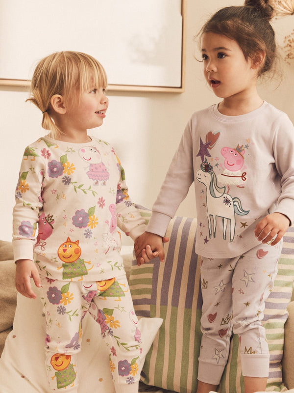 Peppa Pig Lilac Purple/White 2 Pack License Snuggle Pyjamas (9mths-8yrs)