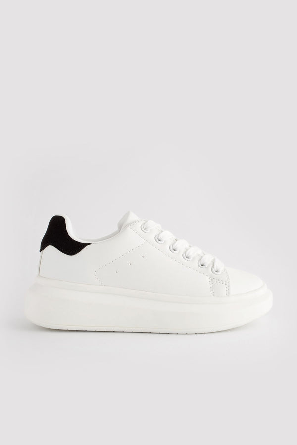 White/Black Lace Up Chunky Sole Trainers