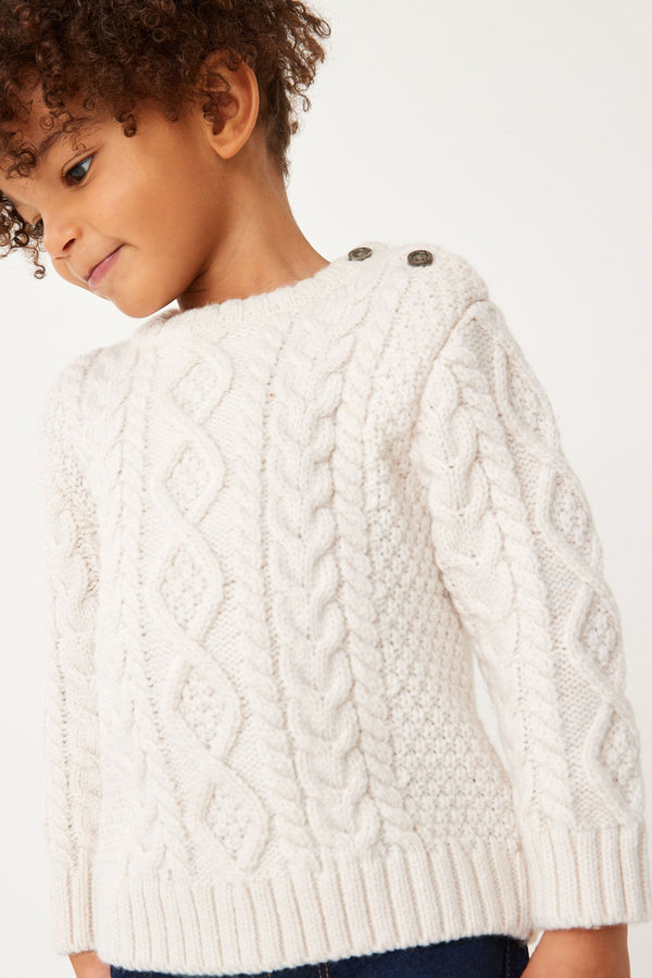 Ecru Cream Cable Crew Jumper (immediate)