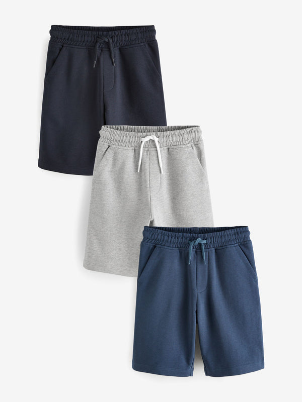 Navy/Blue/Grey Regular Fit Basic Shorts 3 Pack (3-16yrs)