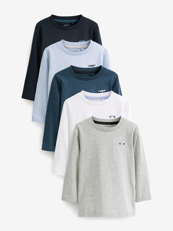 Blue/Navy Long Sleeve T-Shirts 5 Pack (3mths-7yrs)