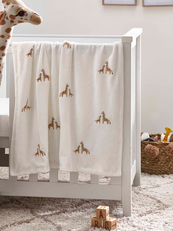 White Giraffe Fleece Baby Blanket
