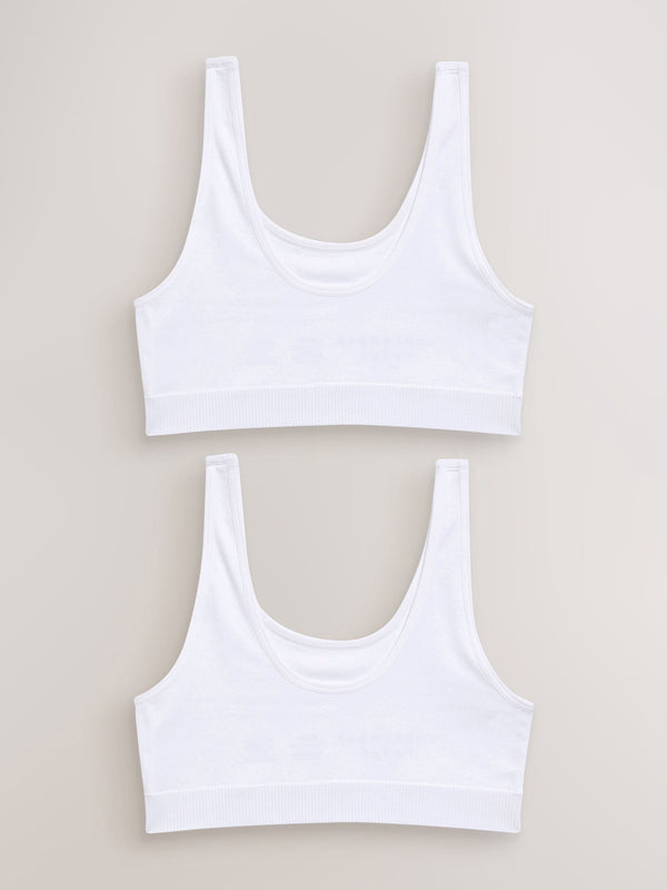 White Seamfree Scoop Crop Tops 2 Pack (7-16yrs)