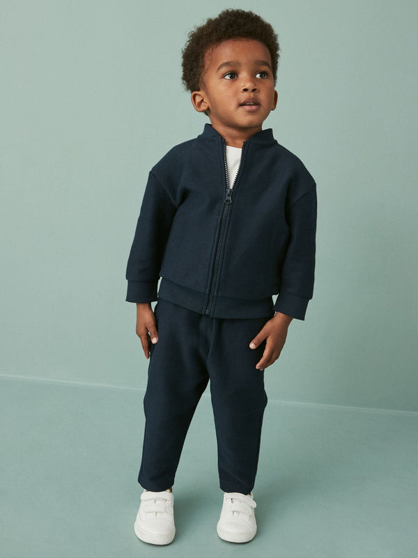 Navy Blue Jersey Bomber Jacket And Joggers 2 Piece Set (3mths-7yrs)