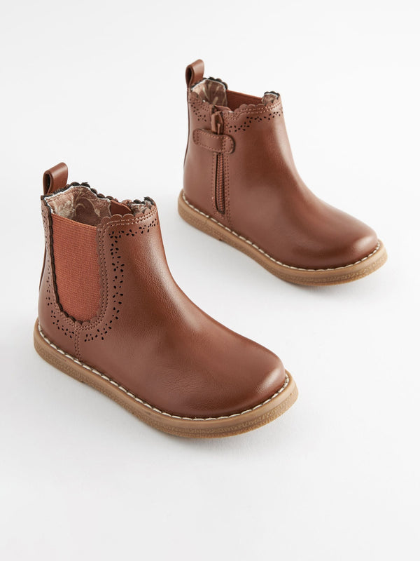 Tan Brown Wide Fit (G) Chelsea Ankle Boots