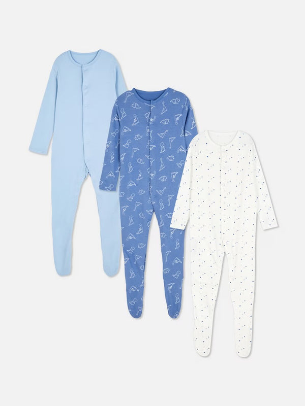 Primark blue dino sleepsuits