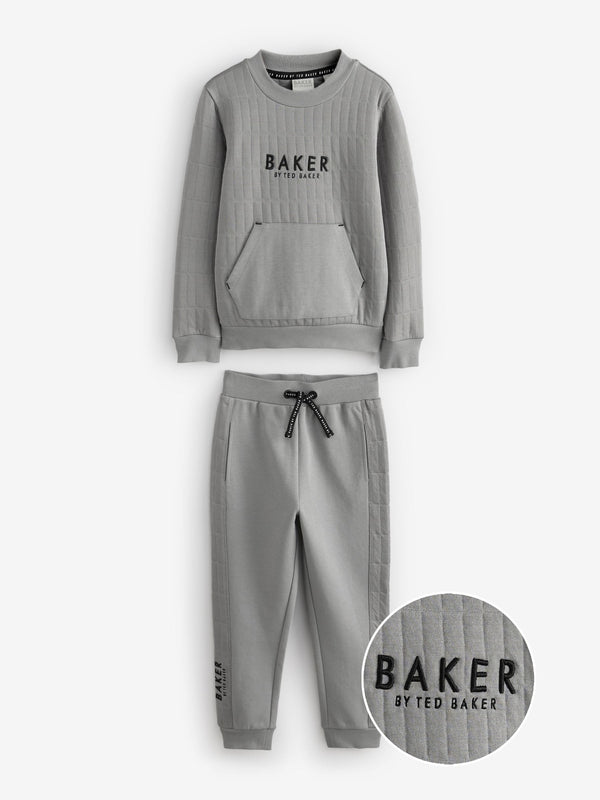 Baker by Ted Baker Grey Quilted Sweatshirt And Joggers Set