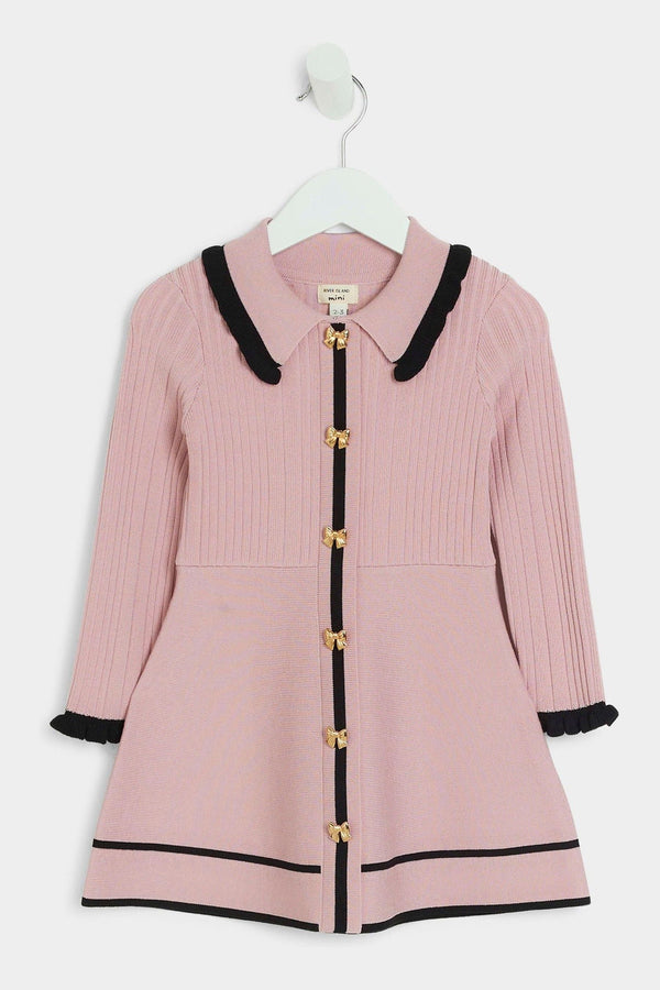 River Island Pink Girls Tipped 100% Cotton Polo Dress