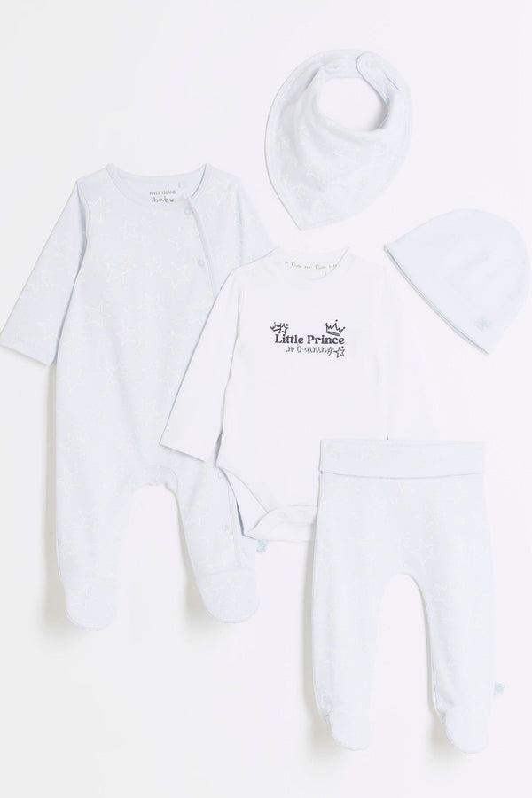 River Island Baby Boys 5 Pack Newborn Sleepsuit Set