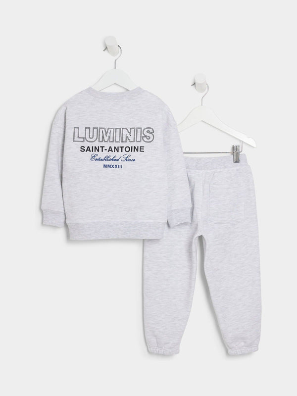 River Island Grey Boys 100% Cotton Luminis Crew And Joggers Set