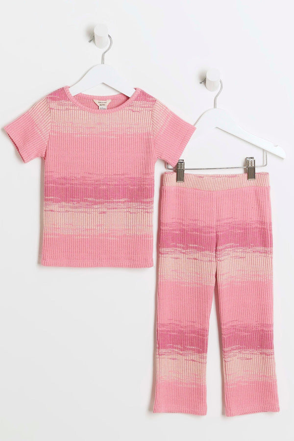 River Island Pink Girls Space Dye Kickflare Set