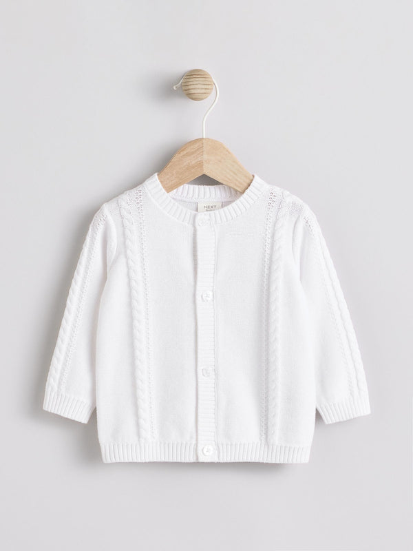 White Baby Knitted 100% Cotton Cardigan