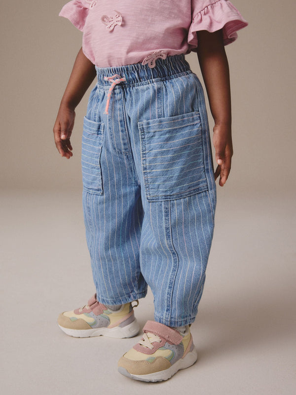 Stripe Barrel 100% Cotton Jeans (3mths-7yrs)