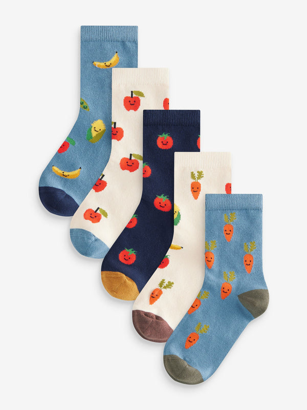 Fruit Vegetable Prints Print Rich Socks 5 Pack