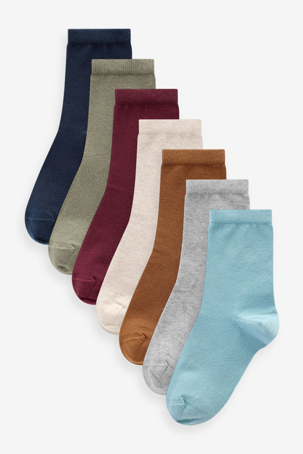 Red/Yellow/Blue Cotton Rich Plain Socks 7 Pack