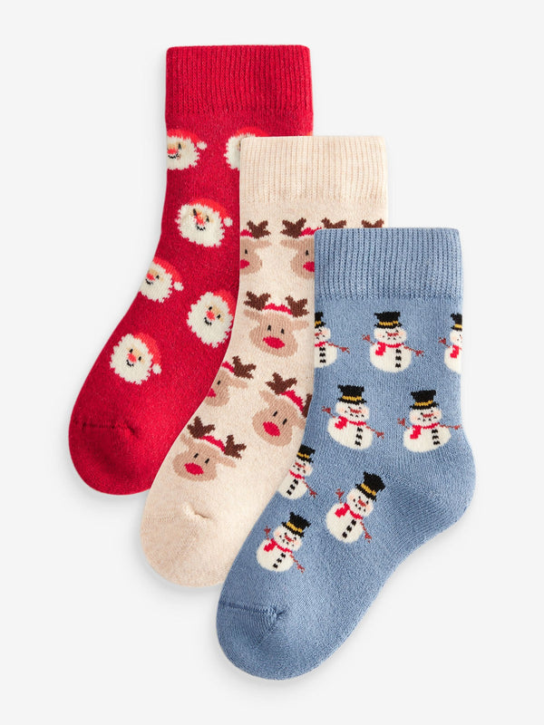 Multi Cotton Rich Christmas Baby Socks 3 Pack