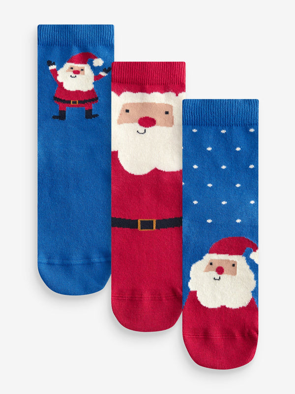 Santa Cotton Rich Christmas Socks 3 Pack