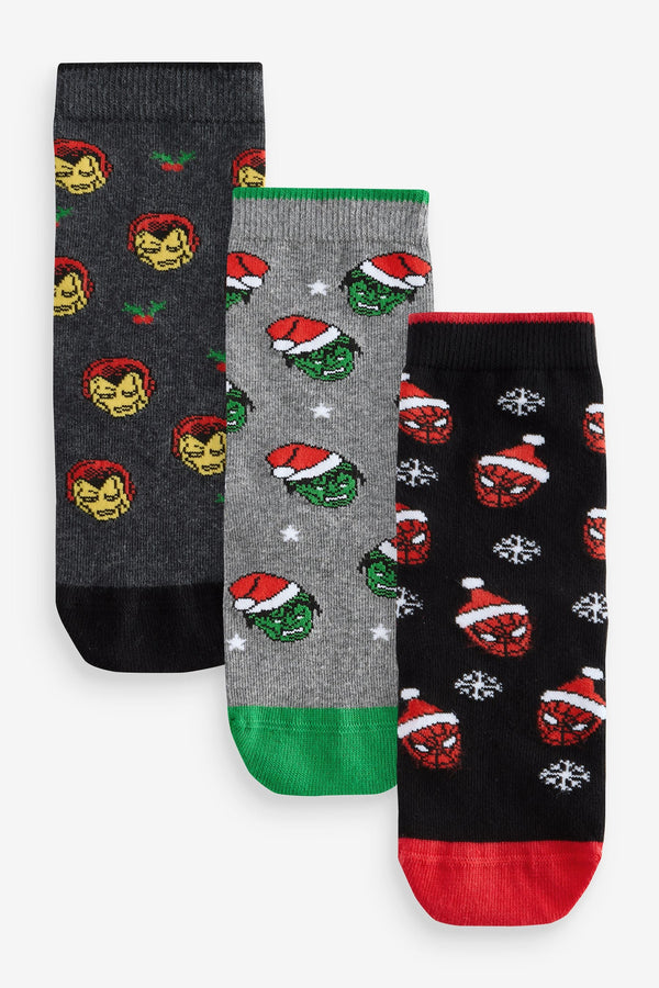 Christmas Marvel Avengers Superhero License Cotton Rich Socks 3 Pack