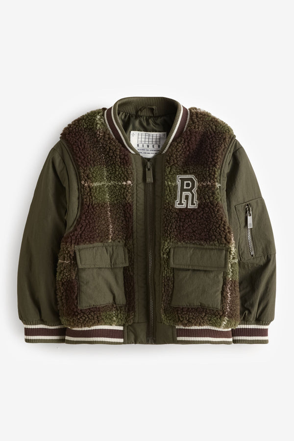 River Island Green Boys Iconic Check Jacket