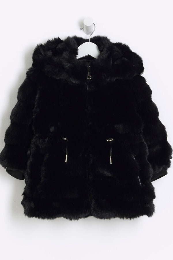 River Island Girls Bobble Faux Fur Coat