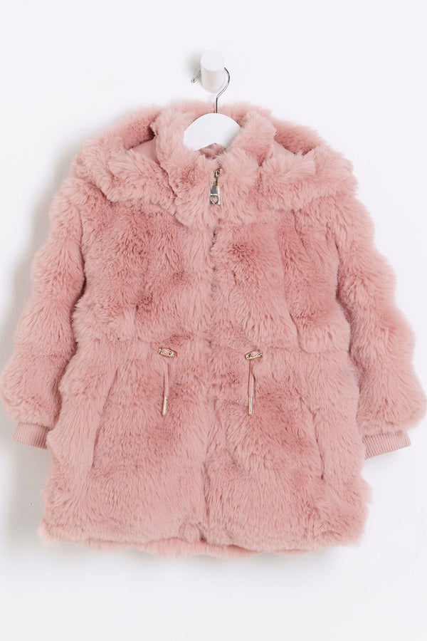 River Island Girls Bobble Faux Fur Coat