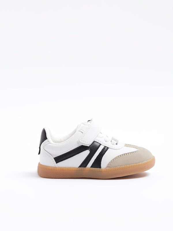 River Island White Boys Side Stripe Trainers immediate