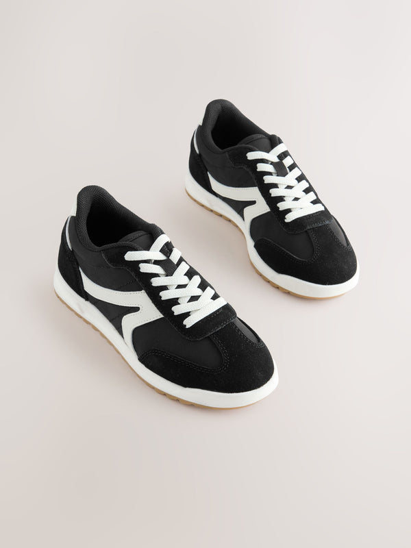 Black Standard Fit (F) Elastic Lace Trainers