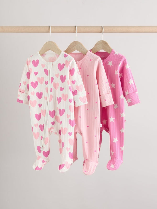 Pink Heart Printed Sleepsuits, Bodysuits, and Bibs Starter Box  Immediate