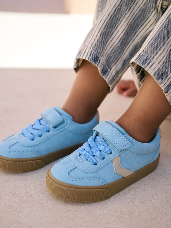 Blue Standard Fit (F) Touch Fastening Elastic Lace Trainers