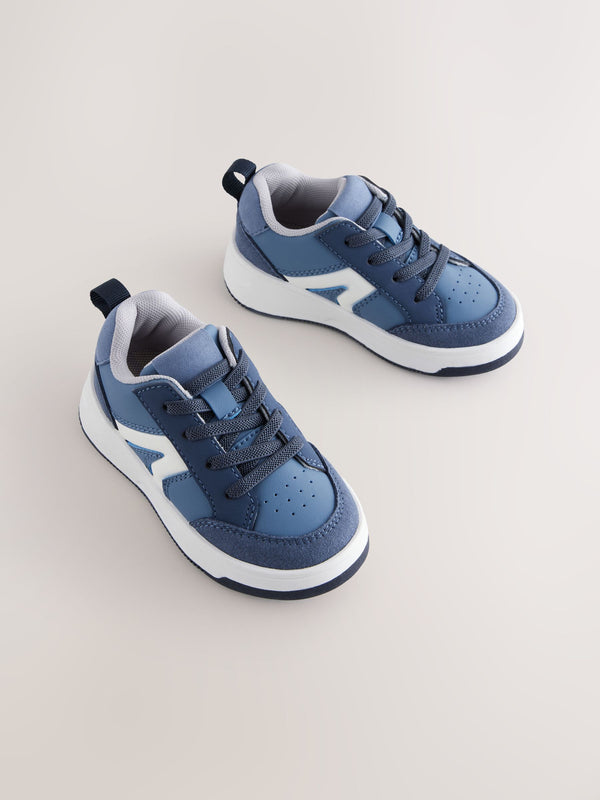 Blue Standard Fit (F) Elastic Lace Trainers