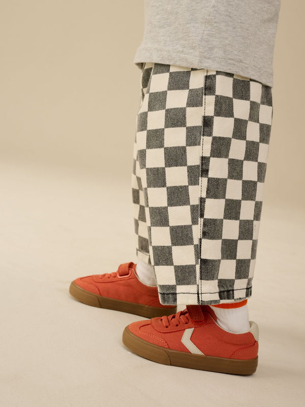 Red Standard Fit (F) Touch Fastening Elastic Lace Trainers