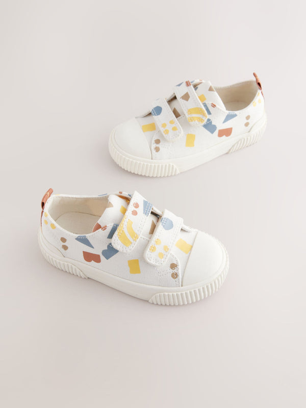 White Shapes Two Strap Touch Fastening Trainers