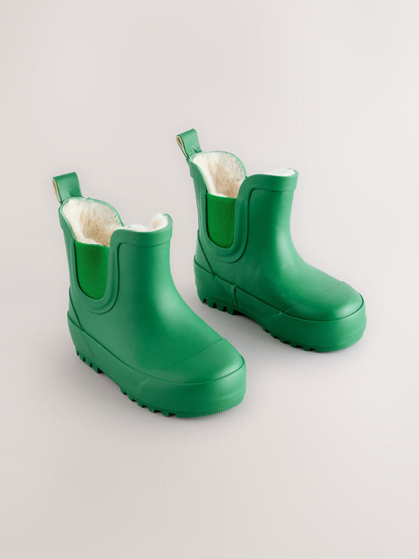 Olive Green Warm Lined Ankle Wellies