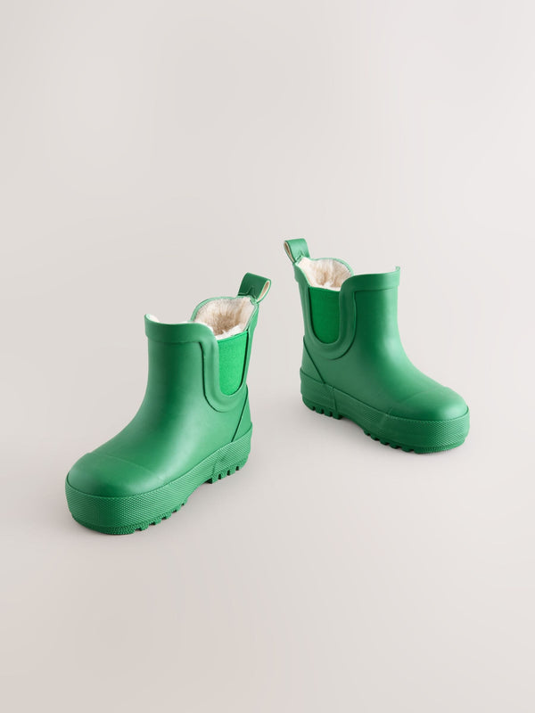Green Warm Lined Ankle Wellies
