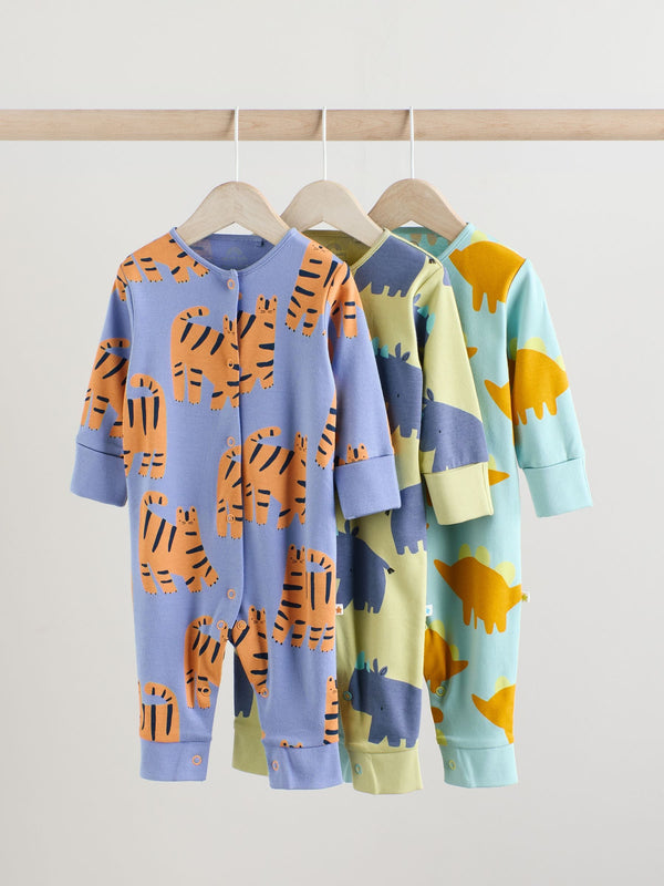 Blue/Green Baby Footless Sleepsuits 3 Pack (0mths-3yrs)