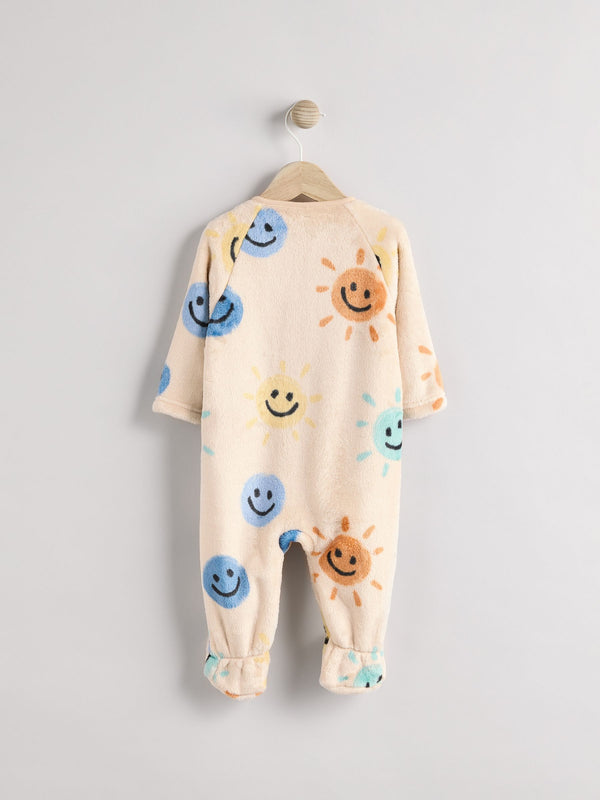 Beige Baby Zip Fleece Sleepsuit