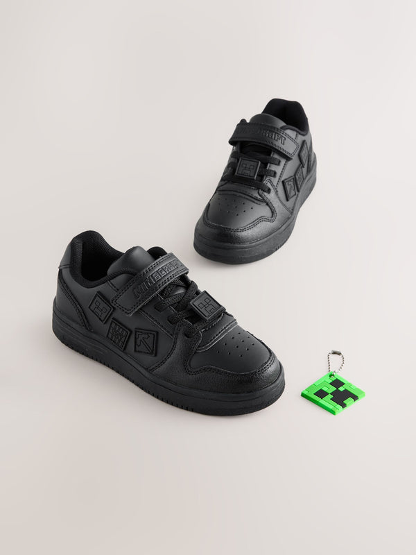 Black Minecraft School Touch Fastening Elastic Lace Shoes