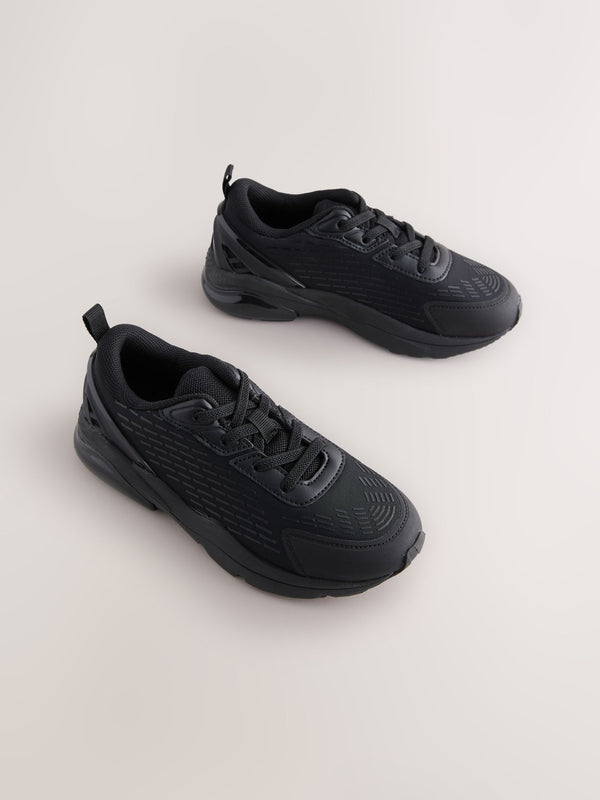 Black Elastic Lace Trainers
