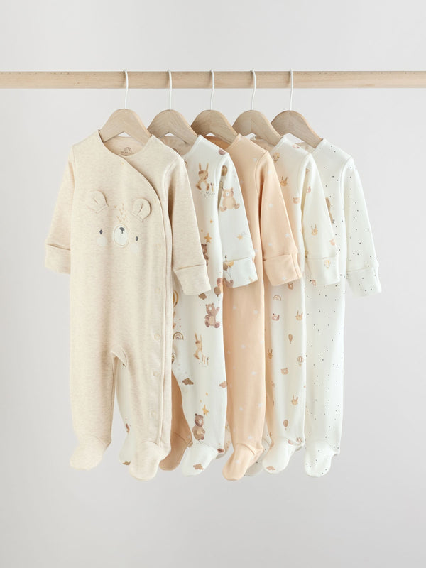 Neutral Bear Character Sleepsuits 5 Pack (0mths-2yrs) (0mths-2yrs)