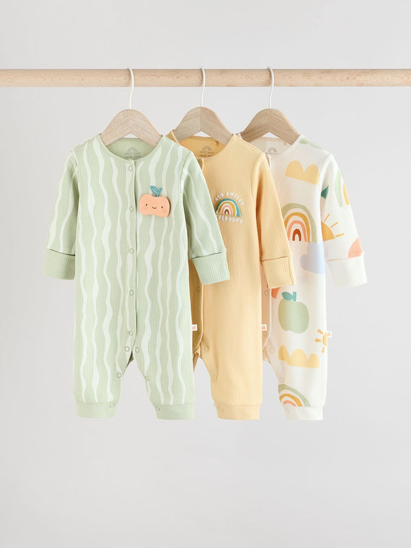 Multi Rainbow Baby Footless Sleepsuits 3 Pack (0mths-3yrs)